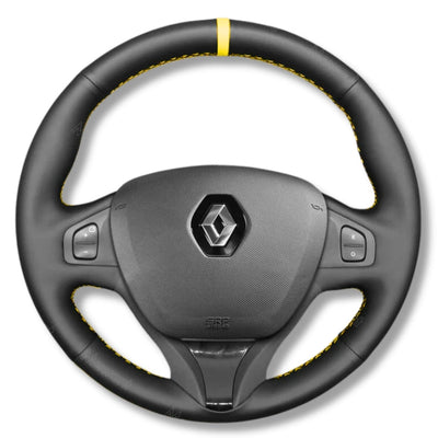 Couvre Volant Clio 4 Cuir Alcantara Surpiqûres - vue de dessus - Becquet Voiture