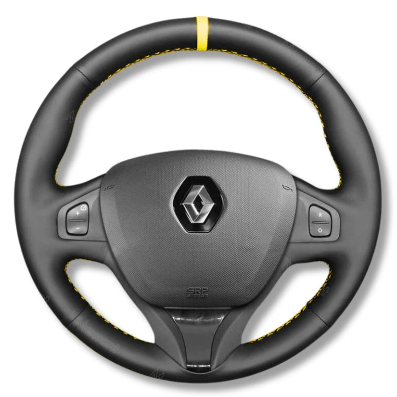 Couvre Volant Clio 4 Cuir Alcantara Surpiqûres - vue de dessus - Becquet Voiture