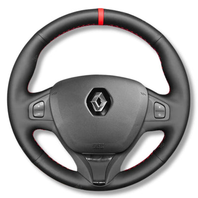 Couvre Volant Clio 4 Cuir Alcantara Surpiqûres - vue de face 2 - Becquet Voiture