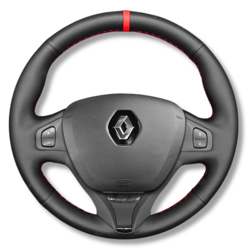 Couvre Volant Clio 4 Cuir Alcantara Surpiqûres - vue de face 2 - Becquet Voiture
