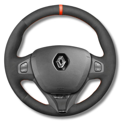 Couvre Volant Clio 4 Cuir Alcantara Surpiqûres - vue de face - Becquet Voiture