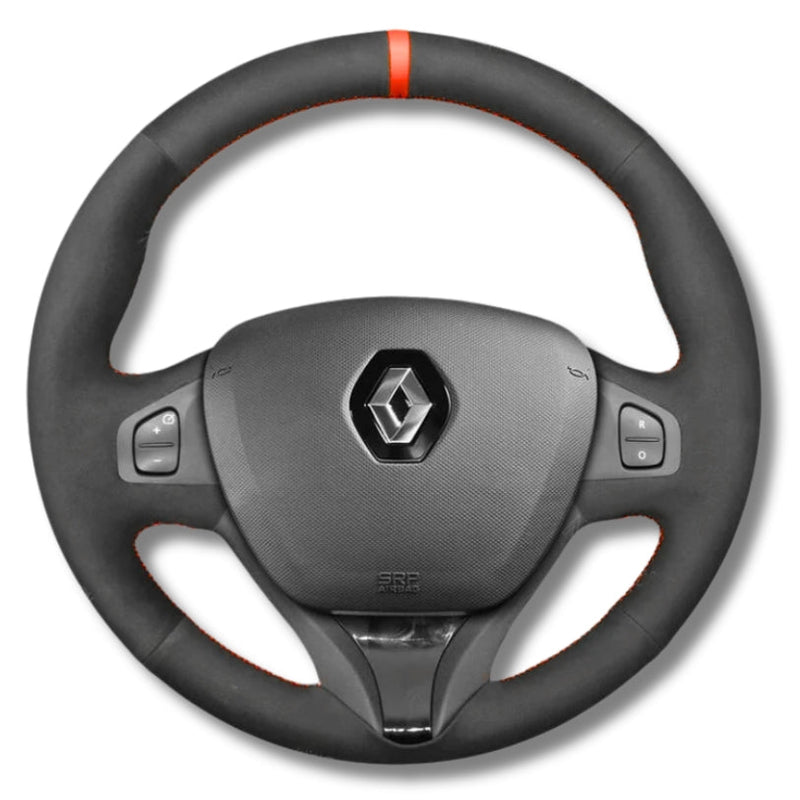 Couvre Volant Clio 4 Cuir Alcantara Surpiqûres - vue de face - Becquet Voiture