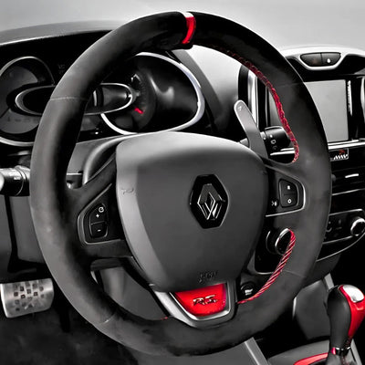 Couvre Volant Clio 4 Cuir Alcantara Surpiqûres - vue de profil - Becquet Voiture