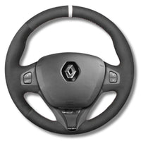 Couvre Volant Clio 4 Cuir Alcantara Surpiqûres - vue de trois-quarts - Becquet Voiture