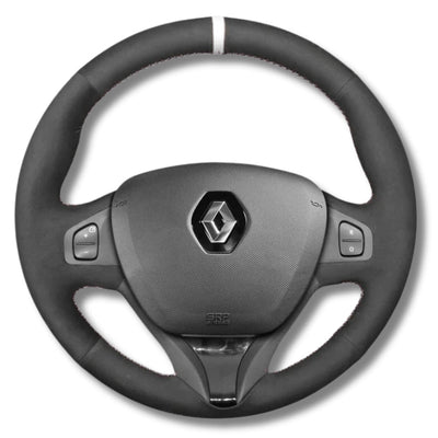 Couvre Volant Clio 4 Cuir Alcantara Surpiqûres - vue de trois-quarts - Becquet Voiture