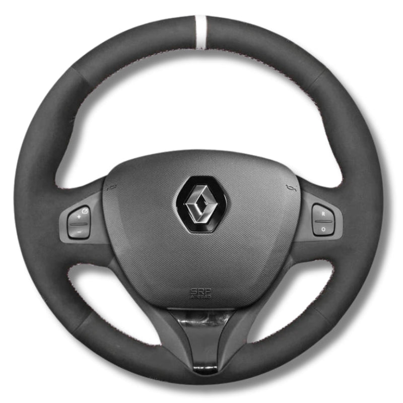 Couvre Volant Clio 4 Cuir Alcantara Surpiqûres - vue de trois-quarts - Becquet Voiture