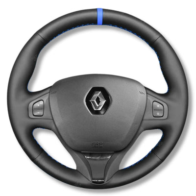 Couvre Volant Clio 4 Cuir Alcantara Surpiqûres - vue rapprochée - Becquet Voiture