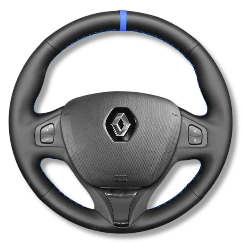 Couvre Volant Clio 4 Cuir Alcantara Surpiqûres - vue rapprochée - Becquet Voiture