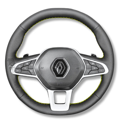 Couvre Volant Clio 5 Cuir Surpiqué - installé sur véhicule - Becquet Voiture