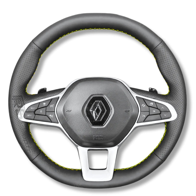 Couvre Volant Clio 5 Cuir Surpiqué - installé sur véhicule - Becquet Voiture