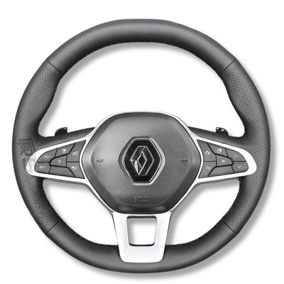Couvre Volant Clio 5 Cuir Surpiqué - vue de trois-quarts - Becquet Voiture