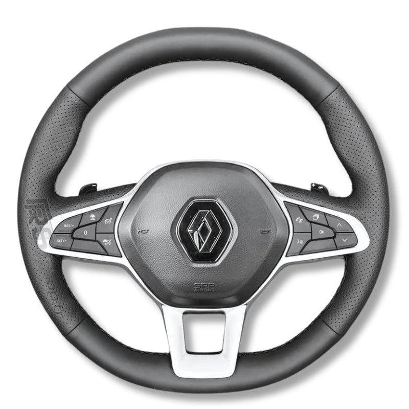 Couvre Volant Clio 5 Cuir Surpiqué - vue de trois-quarts - Becquet Voiture