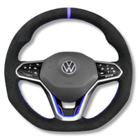 Couvre Volant Cuir VW Golf 8 GTI R Surpiqûres Rouges - détail du montage - Becquet Voiture