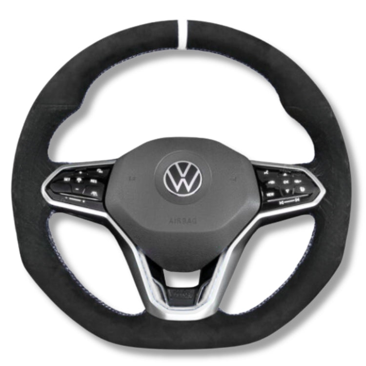 Couvre Volant Cuir VW Golf 8 GTI R Surpiqûres Rouges - packshot studio - Becquet Voiture