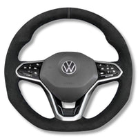 Couvre Volant Cuir VW Golf 8 GTI R Surpiqûres Rouges - vue rapprochée - Becquet Voiture
