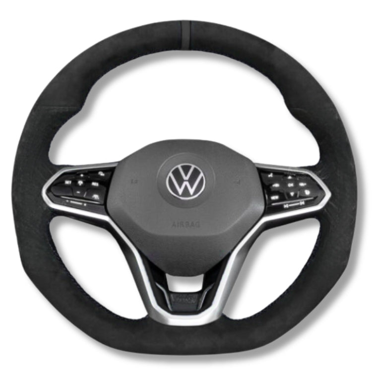 Couvre Volant Cuir VW Golf 8 GTI R Surpiqûres Rouges - vue rapprochée - Becquet Voiture