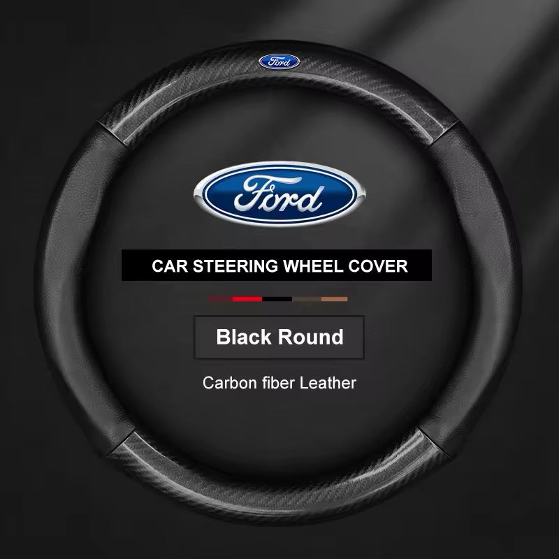 Couvre volant Ford en cuir - installé sur véhicule - Becquet Voiture