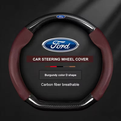 Couvre volant Ford en cuir - vue rapprochée - Becquet Voiture