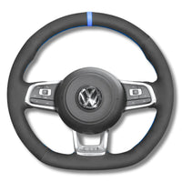 Couvre Volant Golf 7 GTI R Cuir Alcantara Surpiqures 38cm - détail du montage - Becquet Voiture