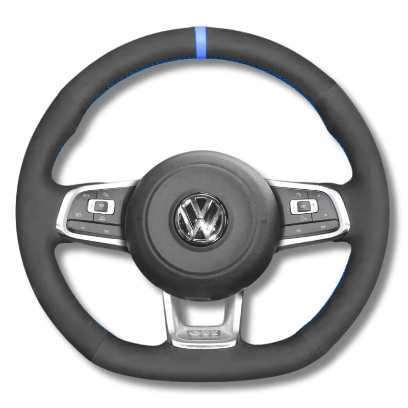 Couvre Volant Golf 7 GTI R Cuir Alcantara Surpiqures 38cm - détail du montage - Becquet Voiture