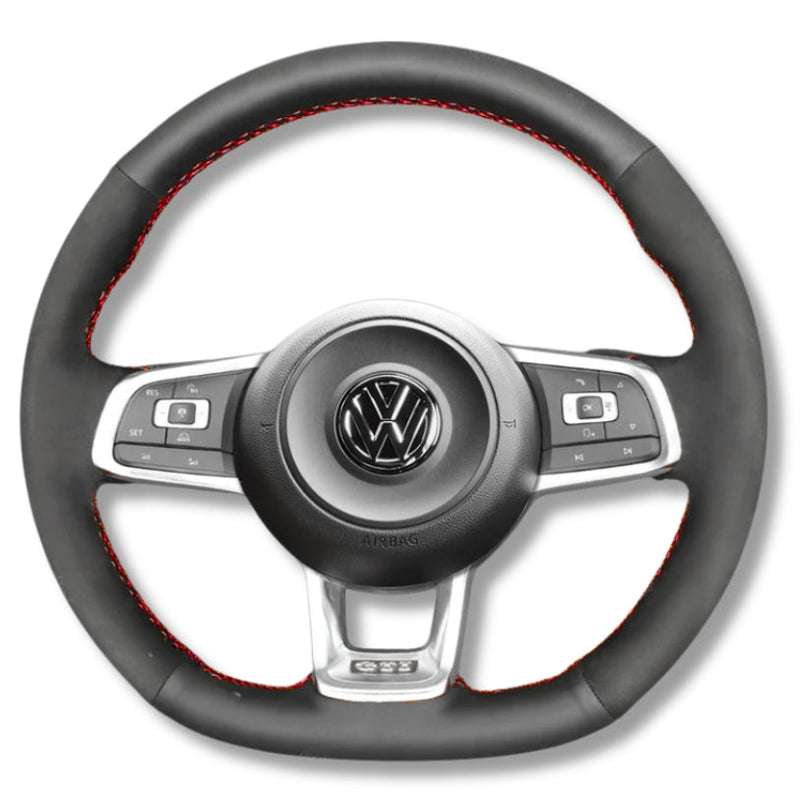Couvre Volant Golf 7 GTI R Cuir Alcantara Surpiqures 38cm - vue arrière 2 - Becquet Voiture
