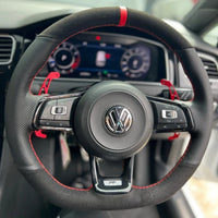 Couvre Volant Golf 7 GTI R Cuir Alcantara Surpiqures 38cm - vue arrière - Becquet Voiture