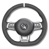 Couvre Volant Golf 7 GTI R Cuir Alcantara Surpiqures 38cm - vue de dessus - Becquet Voiture