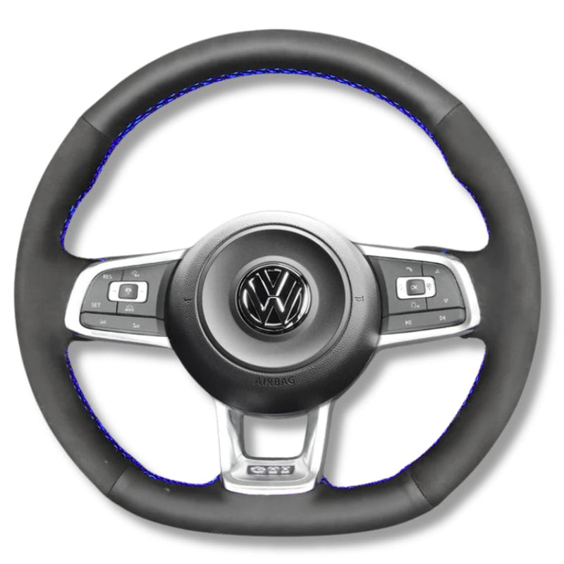 Couvre Volant Golf 7 GTI R Cuir Alcantara Surpiqures 38cm - vue de face 2 - Becquet Voiture