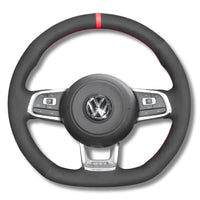 Couvre Volant Golf 7 GTI R Cuir Alcantara Surpiqures 38cm - vue de face - Becquet Voiture