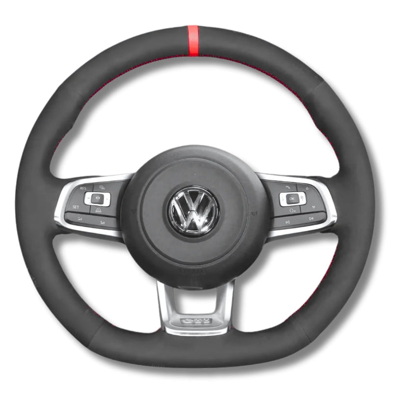 Couvre Volant Golf 7 GTI R Cuir Alcantara Surpiqures 38cm - vue de face - Becquet Voiture