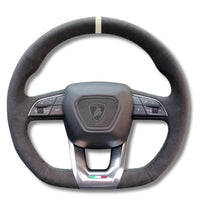 Lamborghini Urus Alcantara Steering Wheel Cover 38cm - fitting detail - Becquet Voiture
