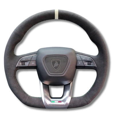 Couvre Volant Lamborghini Urus Alcantara 38cm - détail du montage - Becquet Voiture
