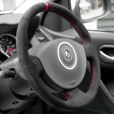 Couvre Volant Megane 2 Cuir Alcantara 38cm - vue de profil - Becquet Voiture
