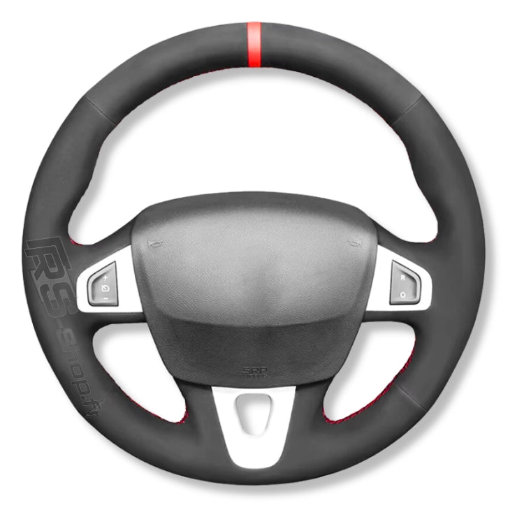 Couvre Volant Megane 3 RS Cuir Alcantara 38cm - vue de face 2 - Becquet Voiture