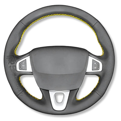 Couvre Volant Megane 3 RS Cuir Alcantara 38cm - vue de trois-quarts 2 - Becquet Voiture