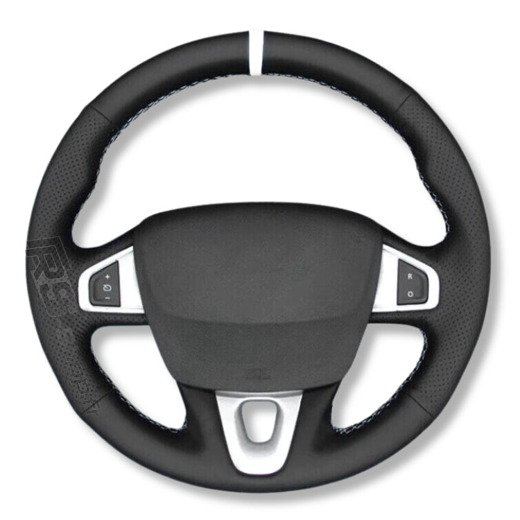 Couvre Volant Megane 3 RS Cuir Alcantara 38cm - vue de trois-quarts - Becquet Voiture