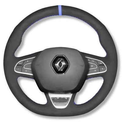 Couvre Volant Megane 4 Cuir Alcantara 38cm - installé sur véhicule - Becquet Voiture