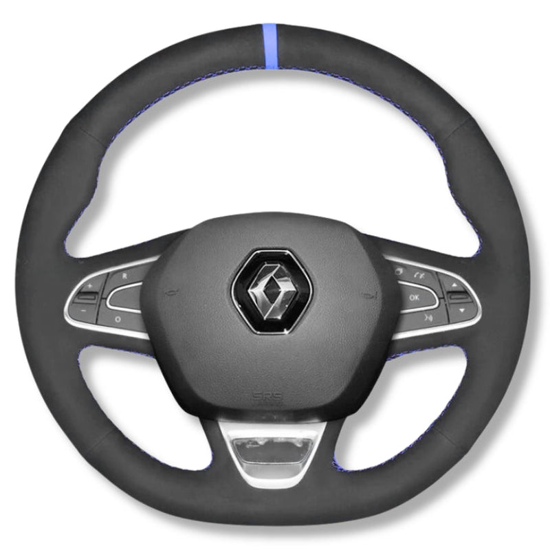 Couvre Volant Megane 4 Cuir Alcantara 38cm - installé sur véhicule - Becquet Voiture