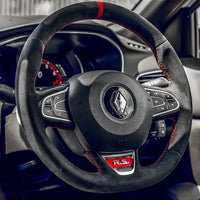 Couvre Volant Megane 4 Cuir Alcantara 38cm - vue de profil - Becquet Voiture