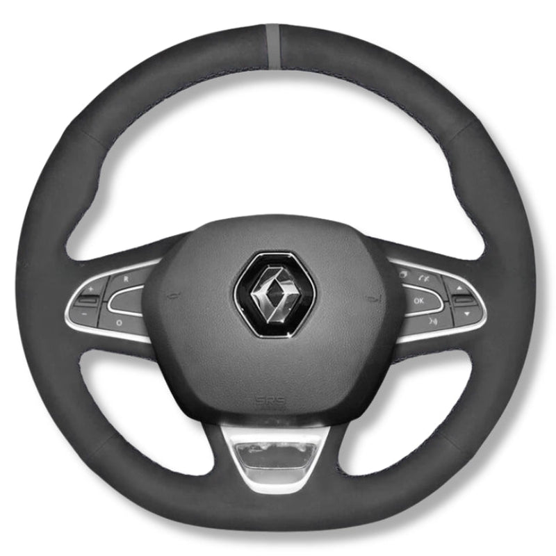 Couvre Volant Megane 4 Cuir Alcantara 38cm - vue de trois-quarts - Becquet Voiture