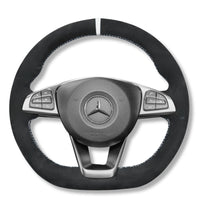 Couvre Volant Mercedes W205 AMG Cuir Alcantara Surpiqûres - installé sur véhicule - Becquet Voiture