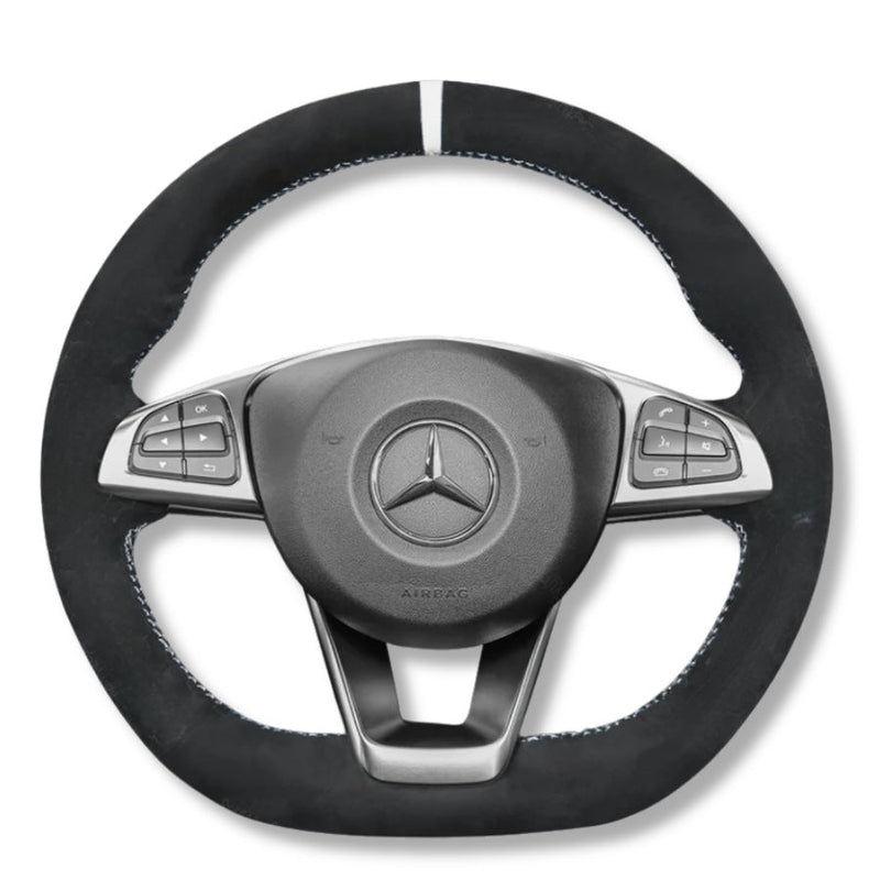 Couvre Volant Mercedes W205 AMG Cuir Alcantara Surpiqûres - installé sur véhicule - Becquet Voiture