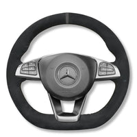 Couvre Volant Mercedes W205 AMG Cuir Alcantara Surpiqûres - vue arrière - Becquet Voiture