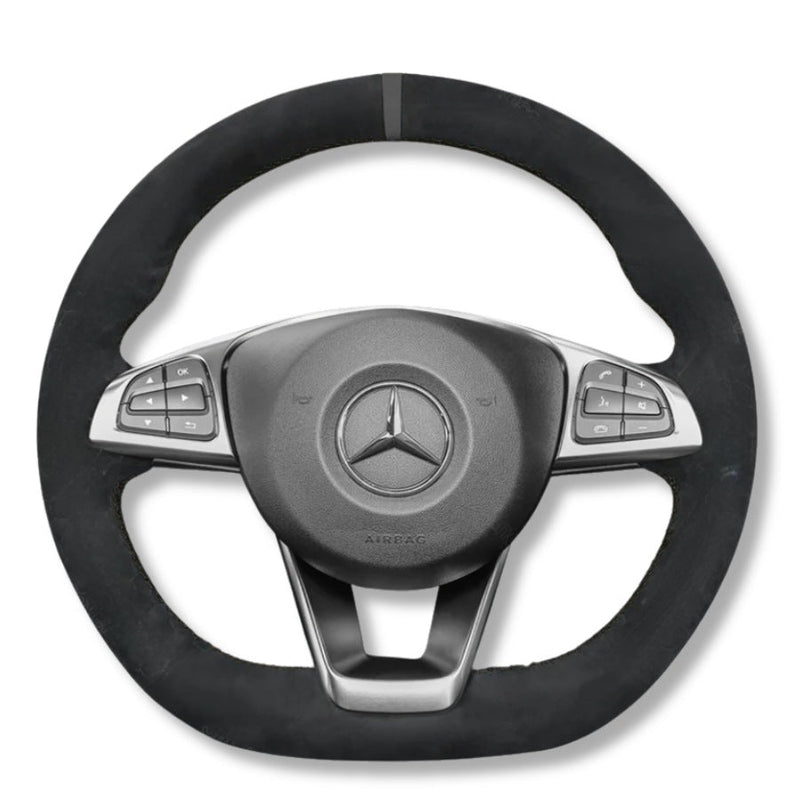 Couvre Volant Mercedes W205 AMG Cuir Alcantara Surpiqûres - vue arrière - Becquet Voiture