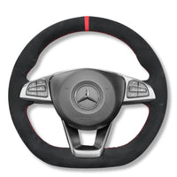 Couvre Volant Mercedes W205 AMG Cuir Alcantara Surpiqûres - vue de face - Becquet Voiture