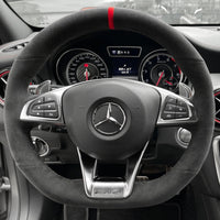 Couvre Volant Mercedes W205 AMG Cuir Alcantara Surpiqûres - vue de profil - Becquet Voiture