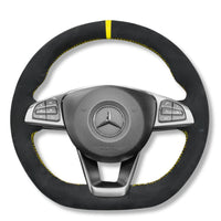 Couvre Volant Mercedes W205 AMG Cuir Alcantara Surpiqûres - vue de trois-quarts - Becquet Voiture