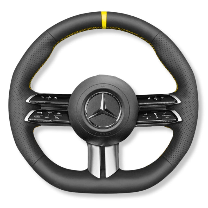 Couvre Volant Mercedes W206 Cuir Surpiqures - installé sur véhicule - Becquet Voiture