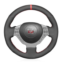 Couvre Volant Nissan GTR Alcantara Surpiqûres Rouges - vue de face - Becquet Voiture