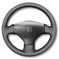 Couvre Volant Peugeot 206 Cuir Surpiqué - installé sur véhicule - Becquet Voiture